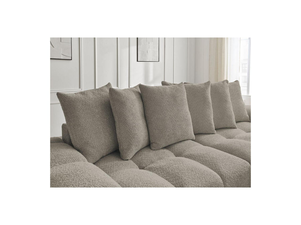 Anakin - Canapé Droit Fixe 3 Places - Tissu Bouclette - 6 Coussins