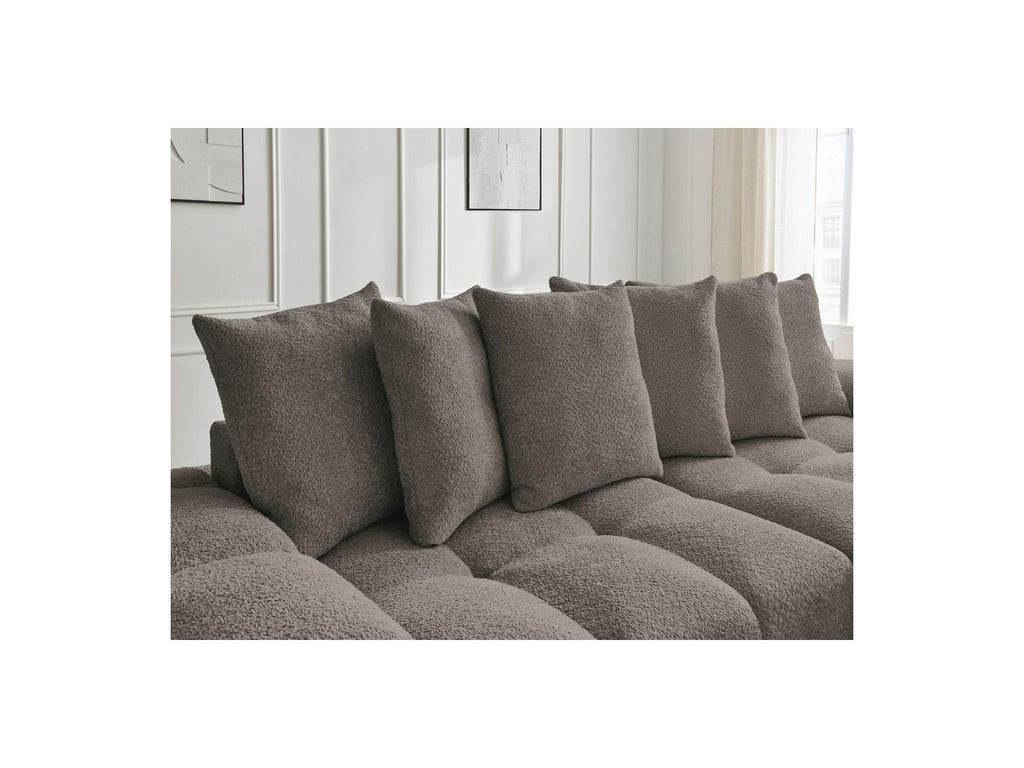Anakin - Canapé Droit Fixe 3 Places - Tissu Bouclette - 6 Coussins