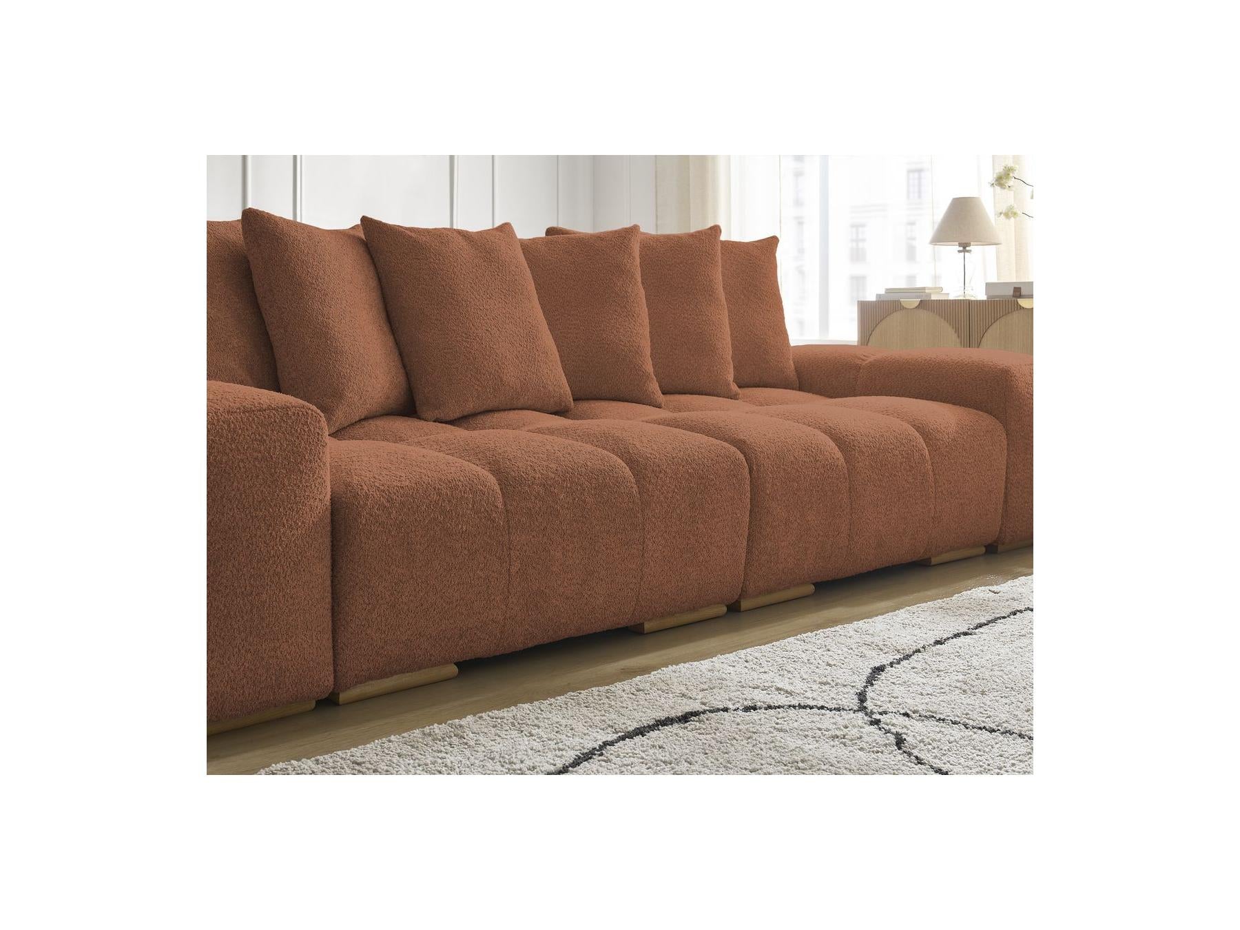 Anakin - Canapé Droit Fixe 3 Places - Tissu Bouclette - 6 Coussins
