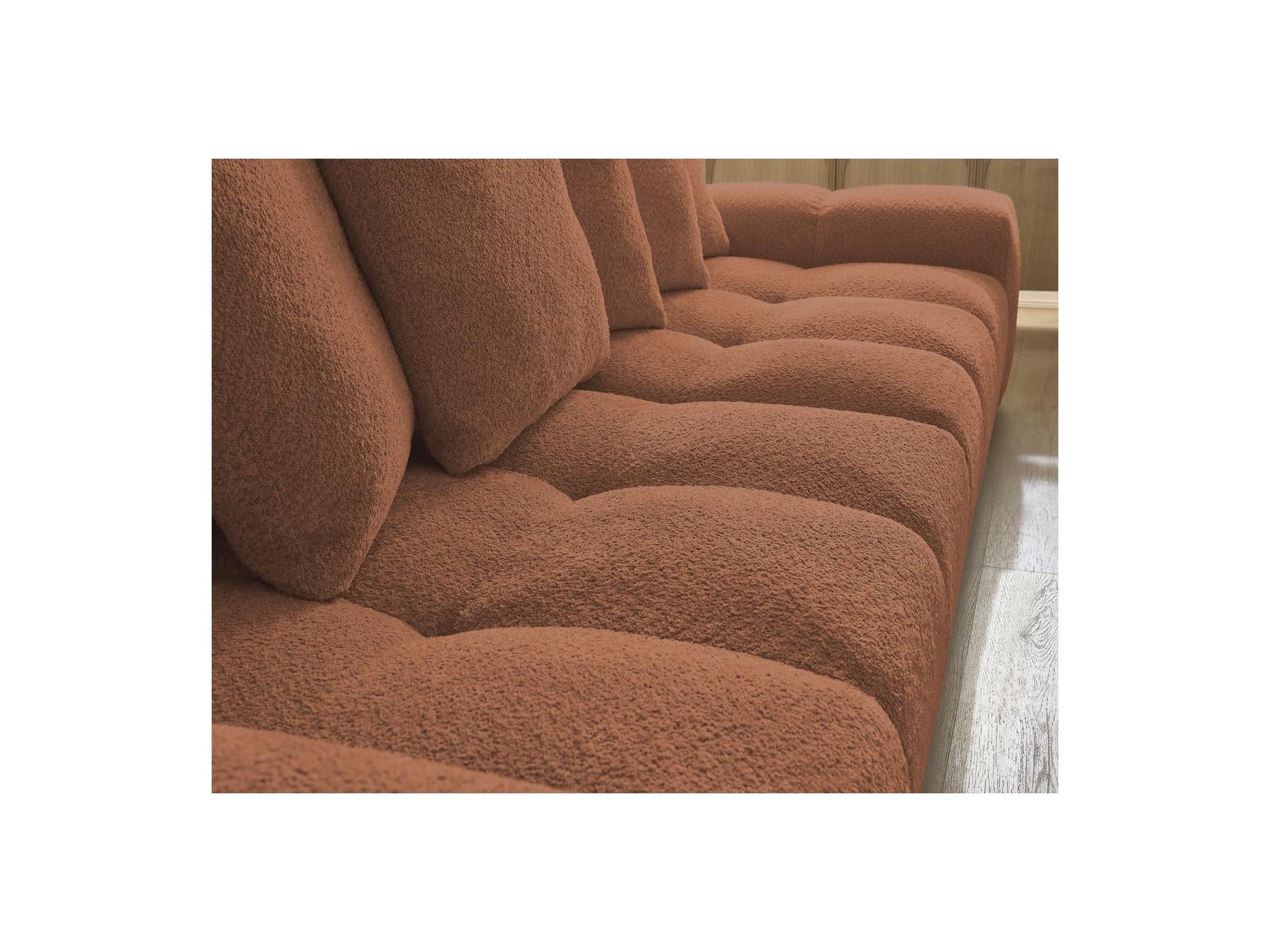 Anakin - Canapé Droit Fixe 3 Places - Tissu Bouclette - 6 Coussins
