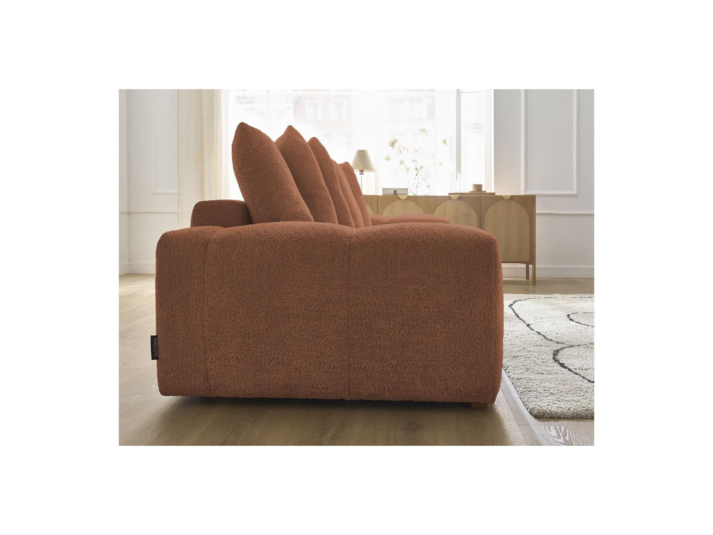 Anakin - Canapé Droit Fixe 3 Places - Tissu Bouclette - 6 Coussins