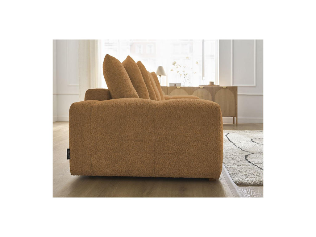 Anakin - Canapé Droit Fixe 3 Places - Tissu Bouclette - 6 Coussins