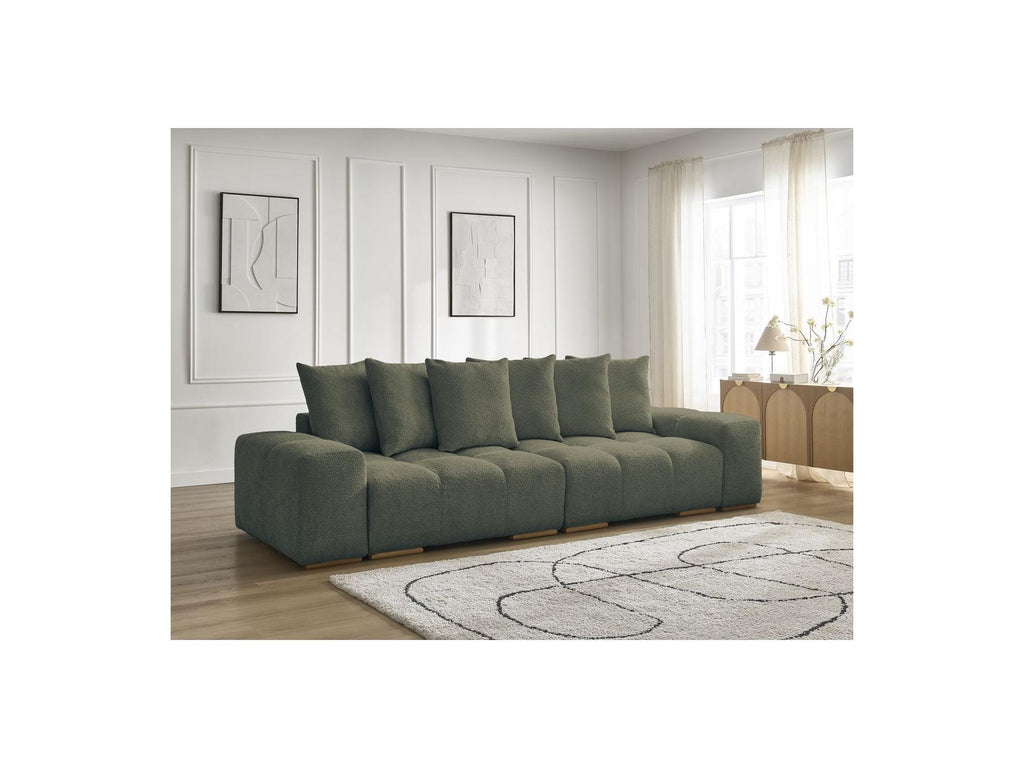 Anakin - Canapé Droit Fixe 3 Places - Tissu Bouclette - 6 Coussins