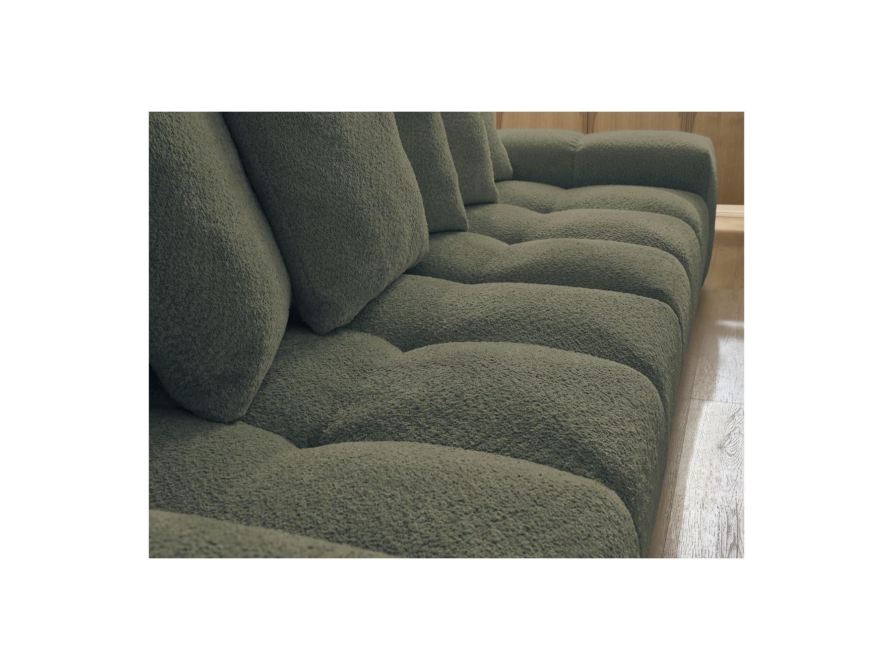 Anakin - Canapé Droit Fixe 3 Places - Tissu Bouclette - 6 Coussins