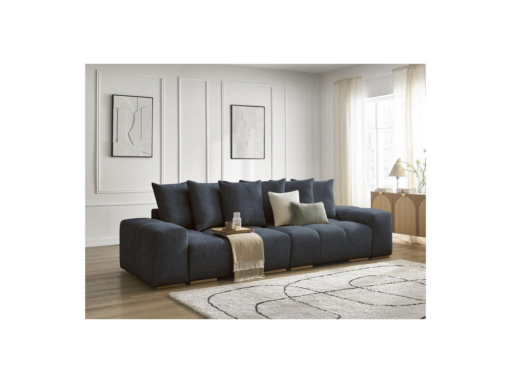 Anakin - Canapé Droit Fixe 3 Places - Tissu Bouclette - 6 Coussins