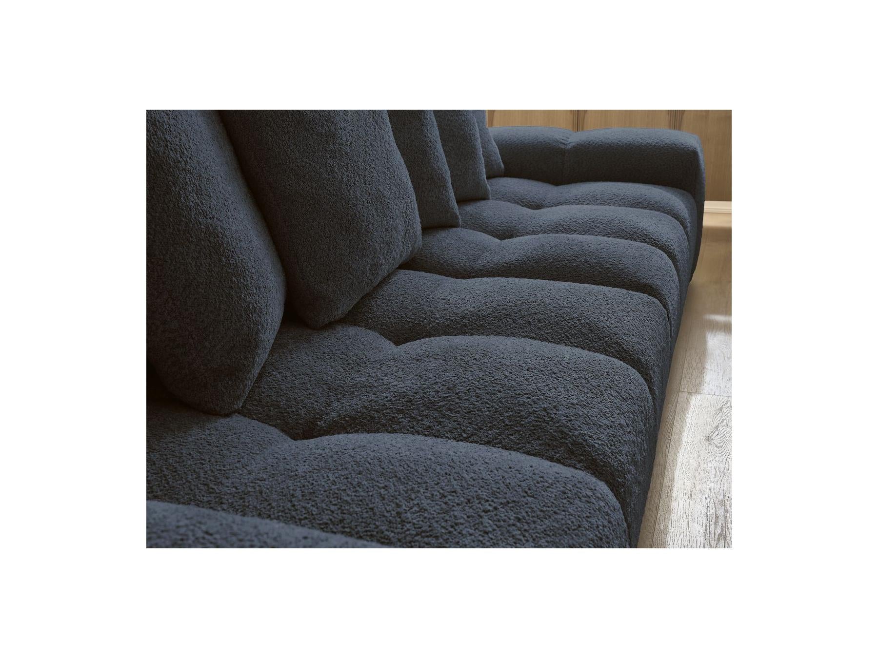 Anakin - Canapé Droit Fixe 3 Places - Tissu Bouclette - 6 Coussins