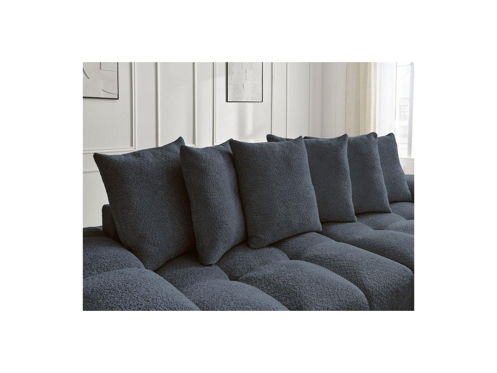 Anakin - Canapé Droit Fixe 3 Places - Tissu Bouclette - 6 Coussins