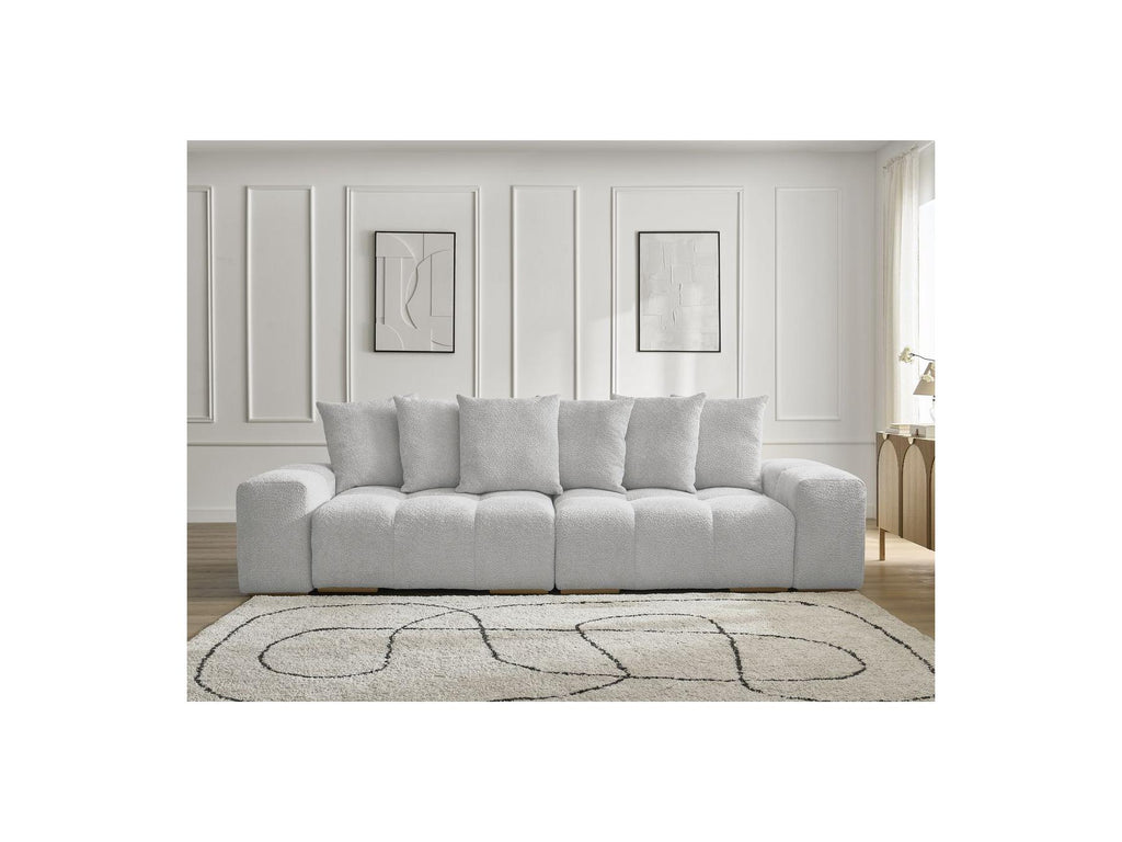 Anakin - Canapé Droit Fixe 3 Places - Tissu Bouclette - 6 Coussins