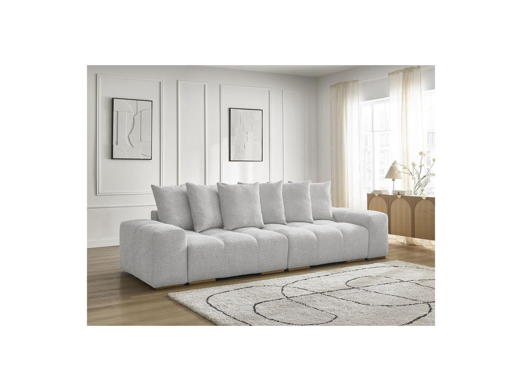 Anakin - Canapé Droit Fixe 3 Places - Tissu Bouclette - 6 Coussins