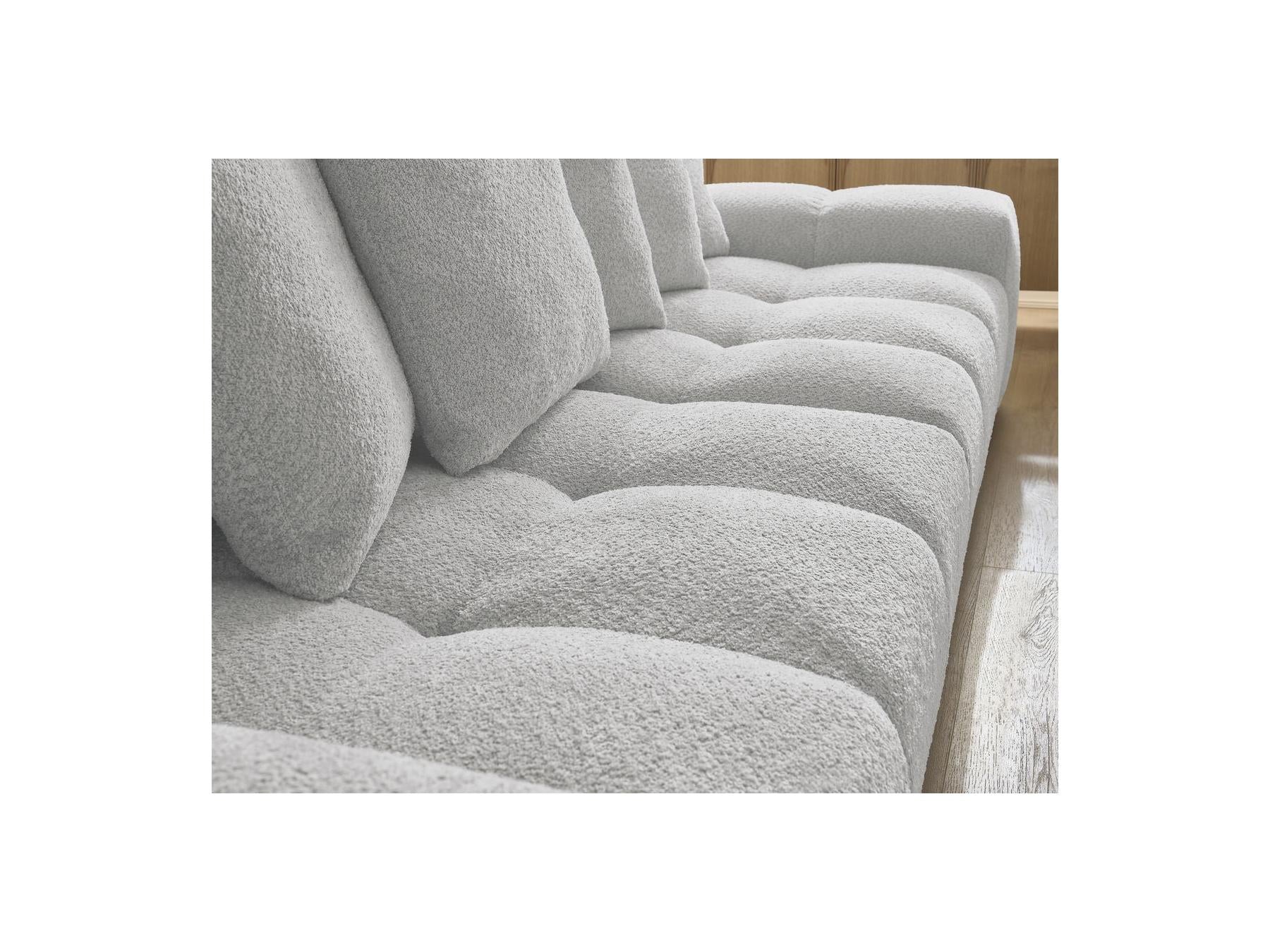 Anakin - Canapé Droit Fixe 3 Places - Tissu Bouclette - 6 Coussins