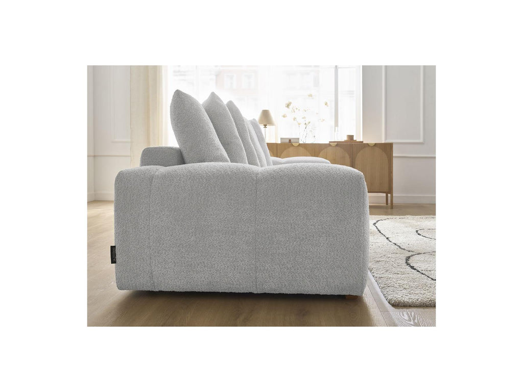 Anakin - Canapé Droit Fixe 3 Places - Tissu Bouclette - 6 Coussins