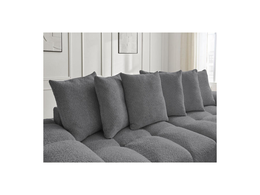 Anakin - Canapé Droit Fixe 3 Places - Tissu Bouclette - 6 Coussins