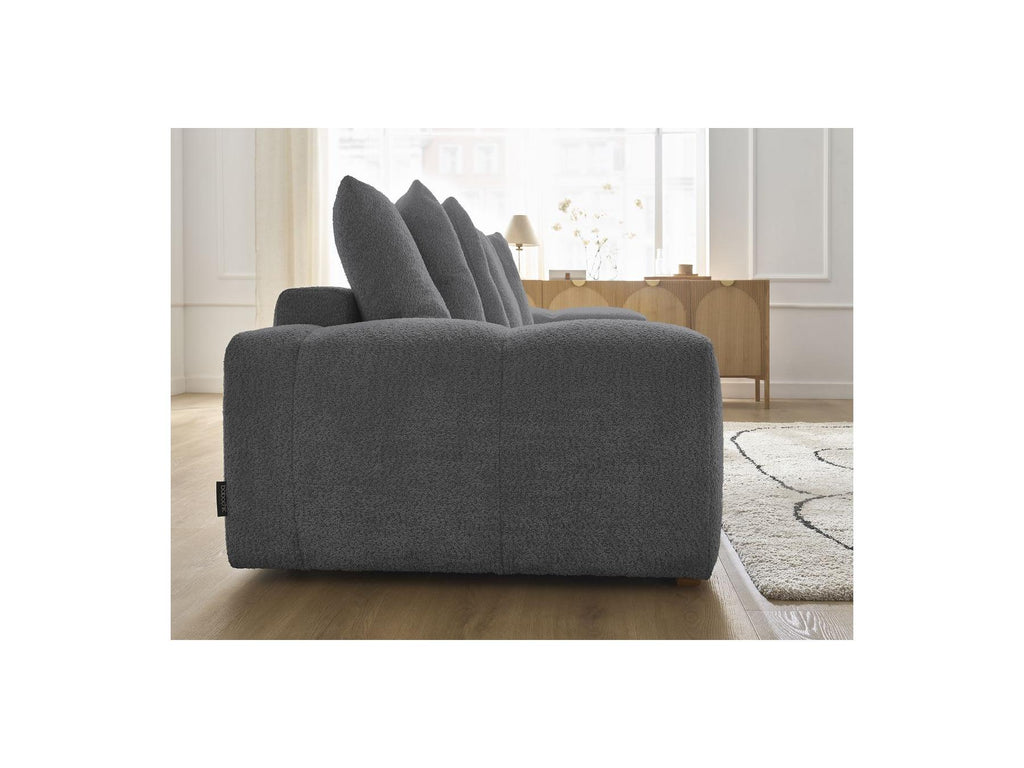 Anakin - Canapé Droit Fixe 3 Places - Tissu Bouclette - 6 Coussins