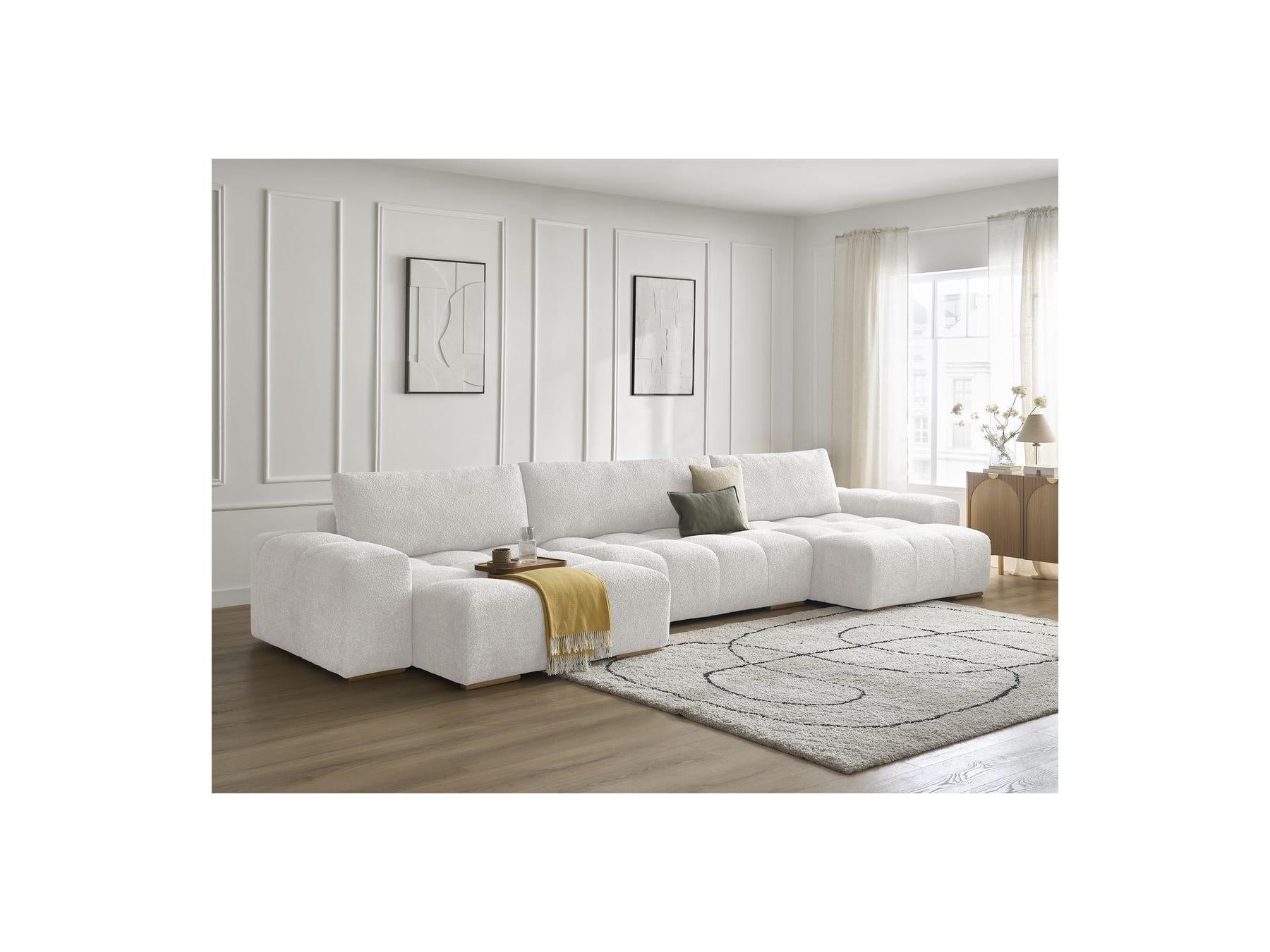 Anakin - Fixed Panoramic Sofa - Bouclé Fabric - 3 Cushions