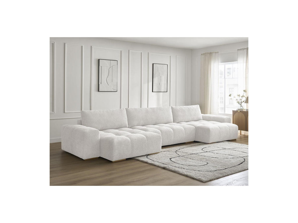 Anakin - Fixed Panoramic Sofa - Bouclé Fabric - 3 Cushions
