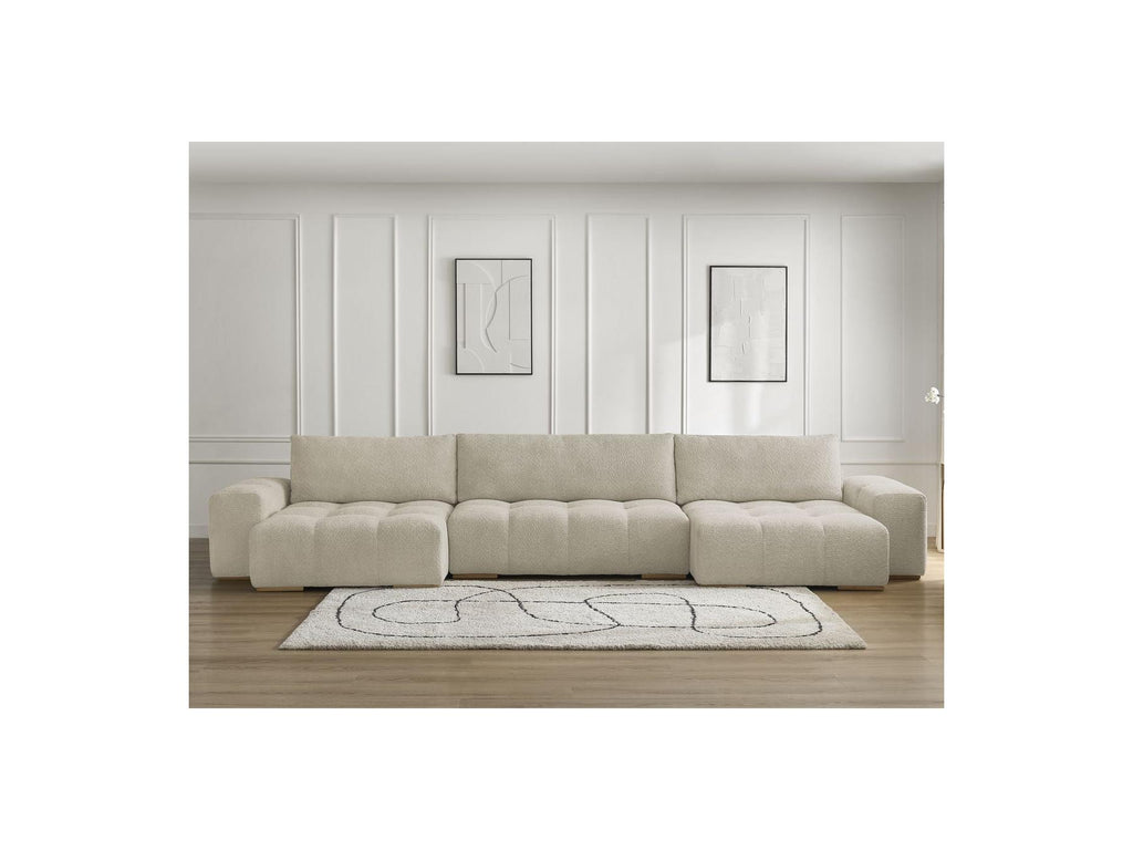 Anakin - Fixed Panoramic Sofa - Bouclé Fabric - 3 Cushions