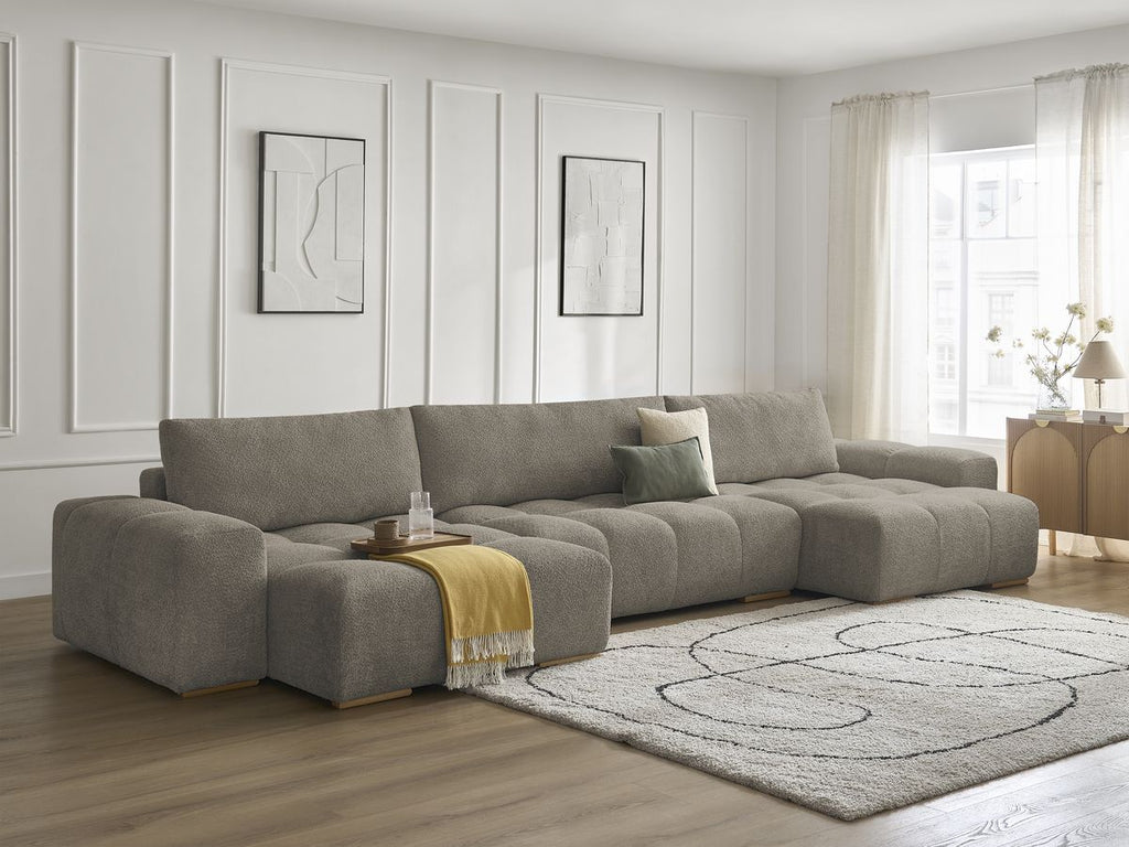 Anakin - Fixed Panoramic Sofa - Bouclé Fabric - 3 Cushions