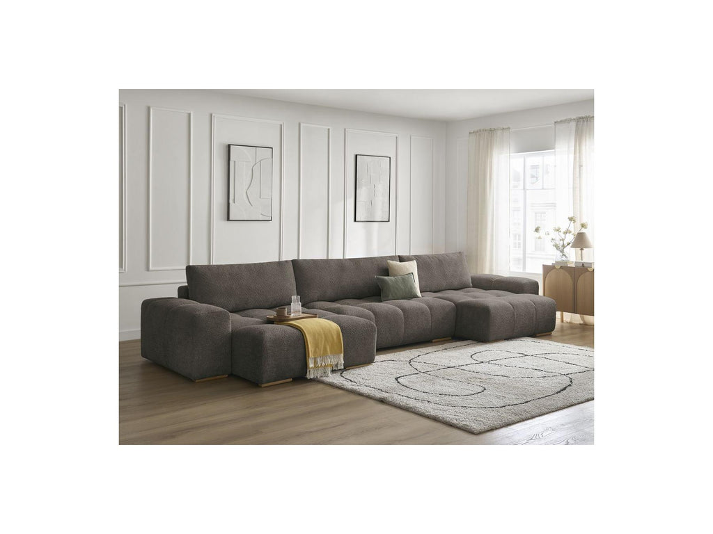Anakin - Fixed Panoramic Sofa - Bouclé Fabric - 3 Cushions