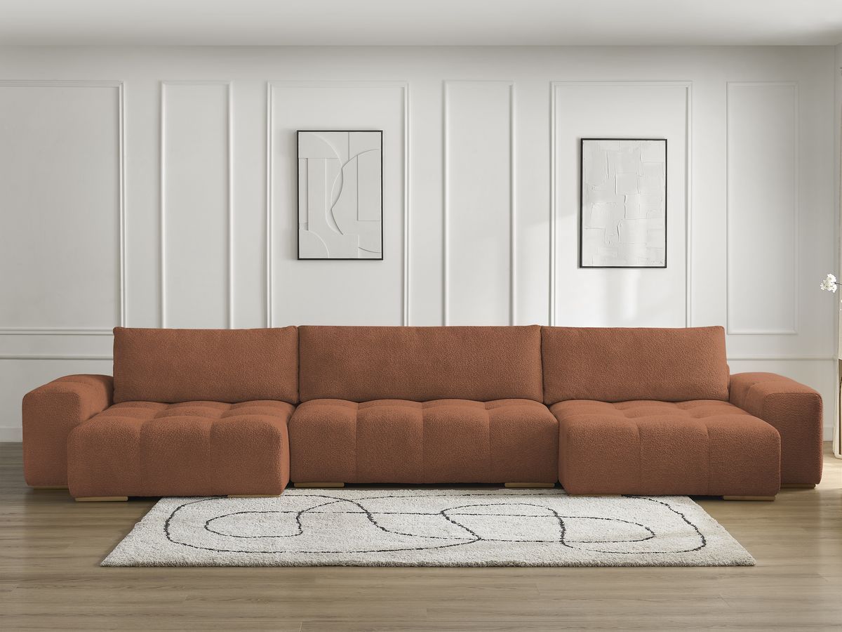 Anakin - Fixed Panoramic Sofa - Bouclé Fabric - 3 Cushions