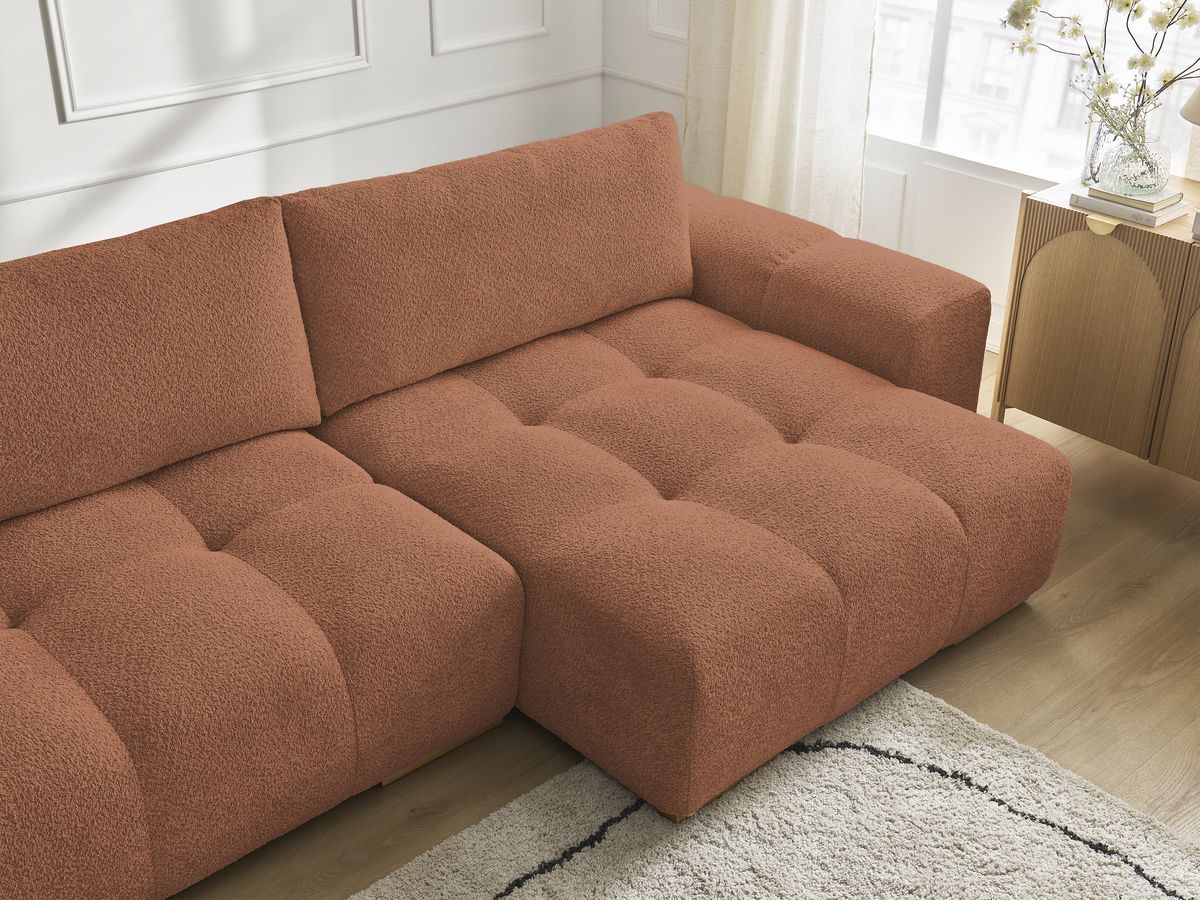 Anakin - Fixed Panoramic Sofa - Bouclé Fabric - 3 Cushions