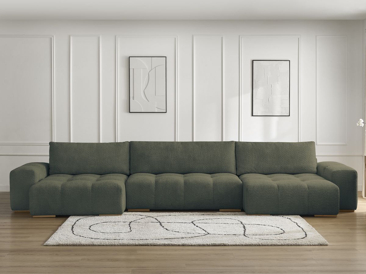 Anakin - Fixed Panoramic Sofa - Bouclé Fabric - 3 Cushions