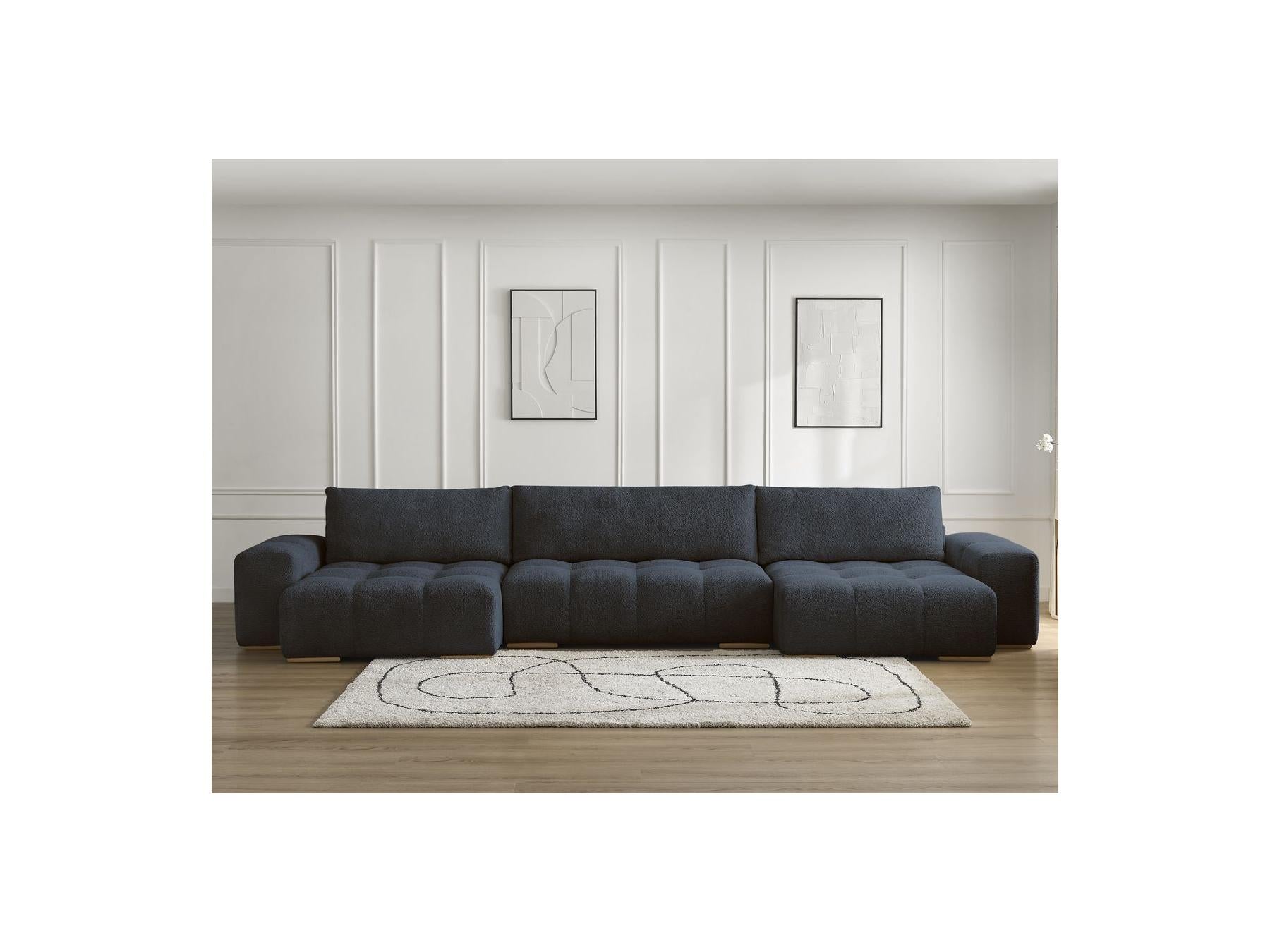 Anakin - Fixed Panoramic Sofa - Bouclé Fabric - 3 Cushions