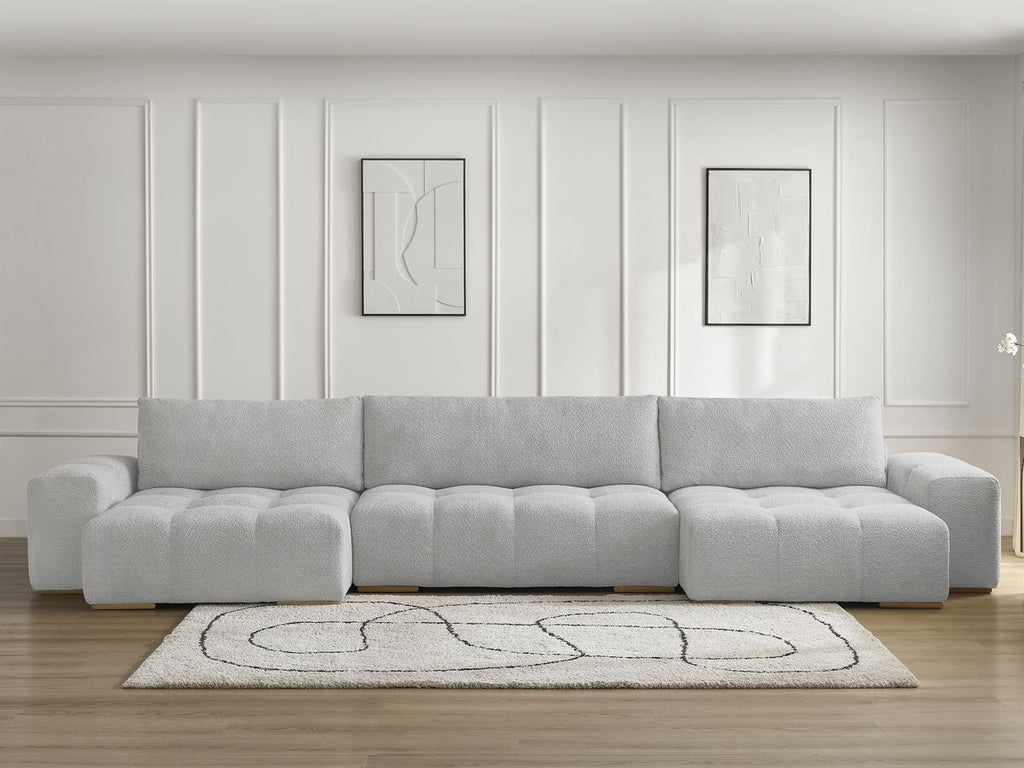 Anakin - Fixed Panoramic Sofa - Bouclé Fabric - 3 Cushions