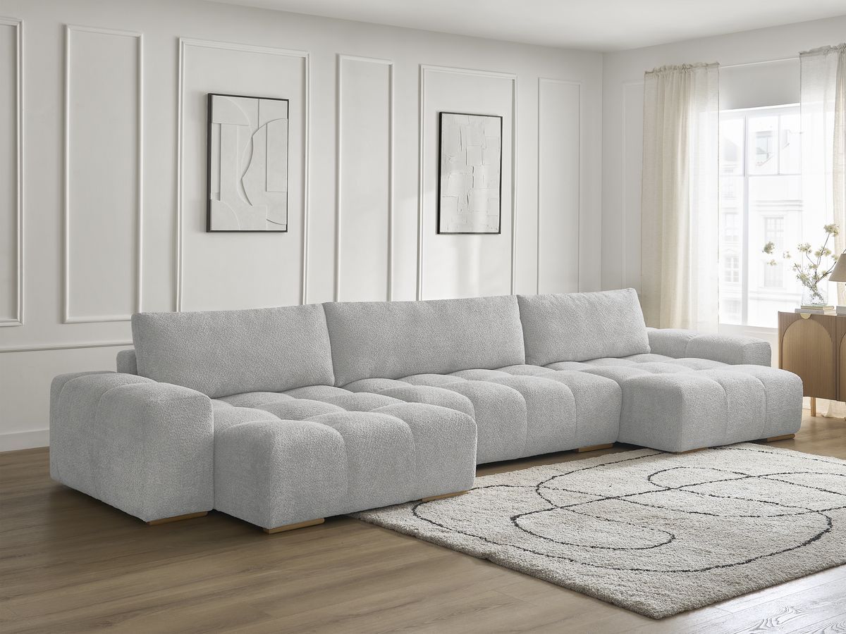 Anakin - Fixed Panoramic Sofa - Bouclé Fabric - 3 Cushions