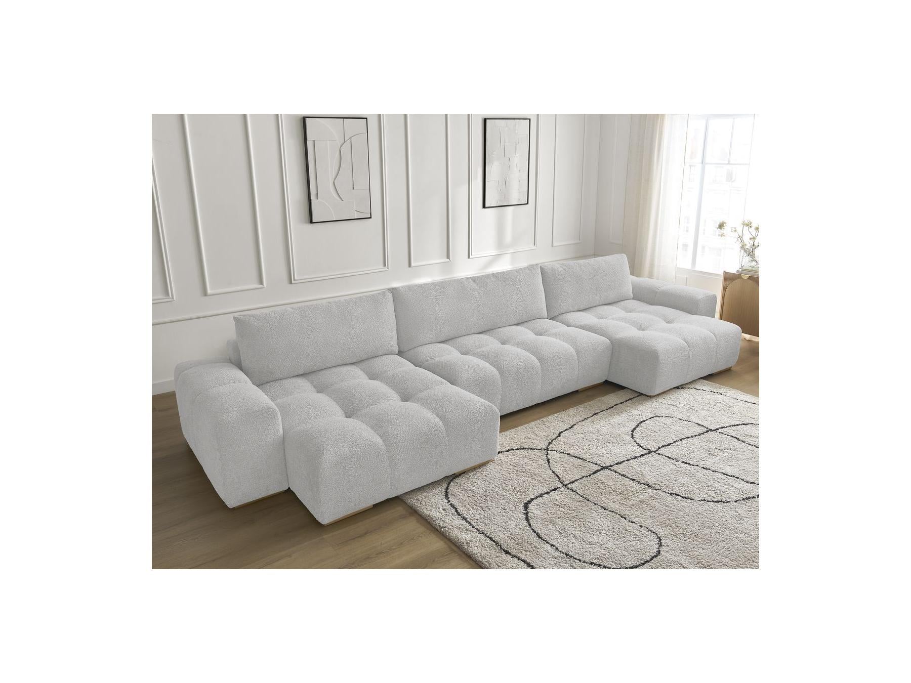 Anakin - Fixed Panoramic Sofa - Bouclé Fabric - 3 Cushions