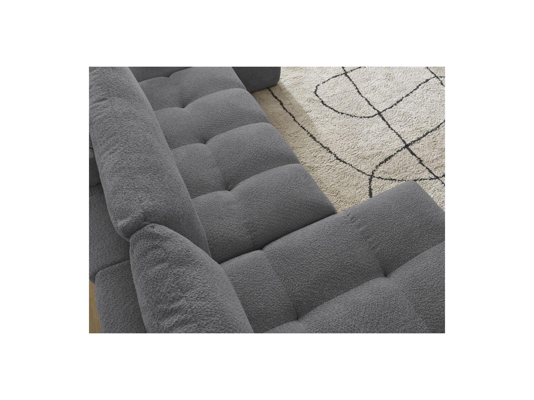 Anakin - Fixed Panoramic Sofa - Bouclé Fabric - 3 Cushions