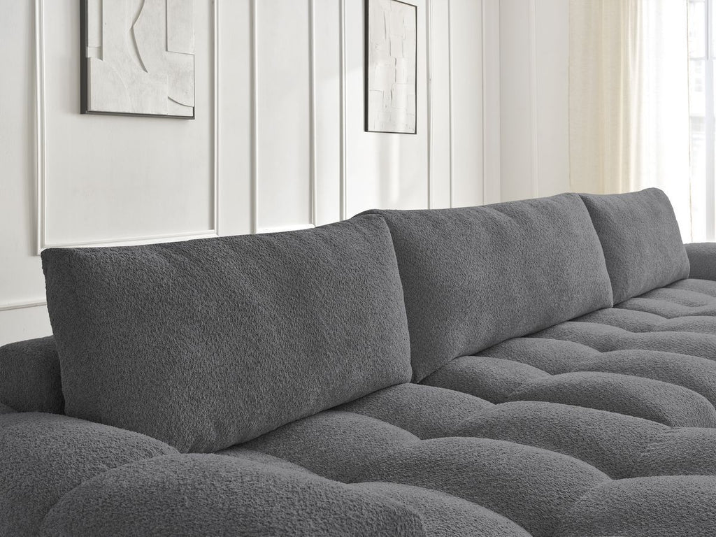 Anakin - Fixed Panoramic Sofa - Bouclé Fabric - 3 Cushions