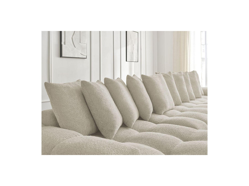 Anakin - Canapé Panoramique Fixe - Tissu Bouclette - 10 Coussins