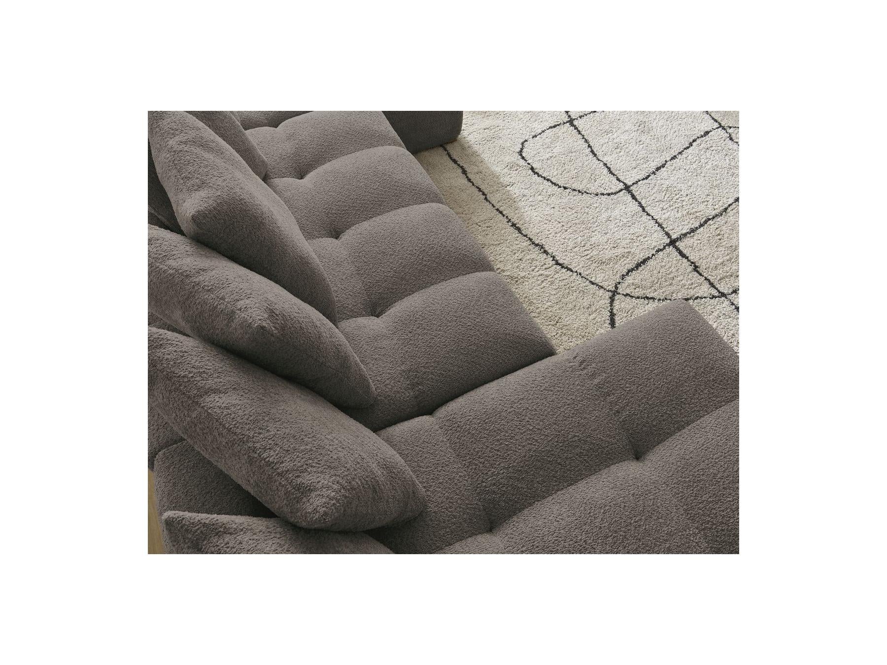 Anakin - Canapé Panoramique Fixe - Tissu Bouclette - 10 Coussins