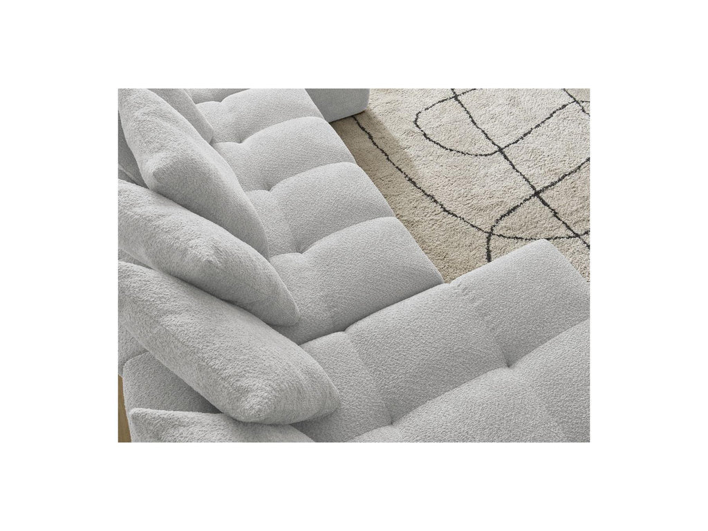 Anakin - Canapé Panoramique Fixe - Tissu Bouclette - 10 Coussins