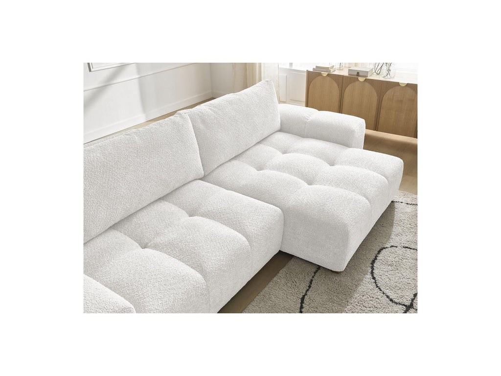 Anakin - Canapé D'Angle Réversible - Tissu Bouclette - 2 Coussins