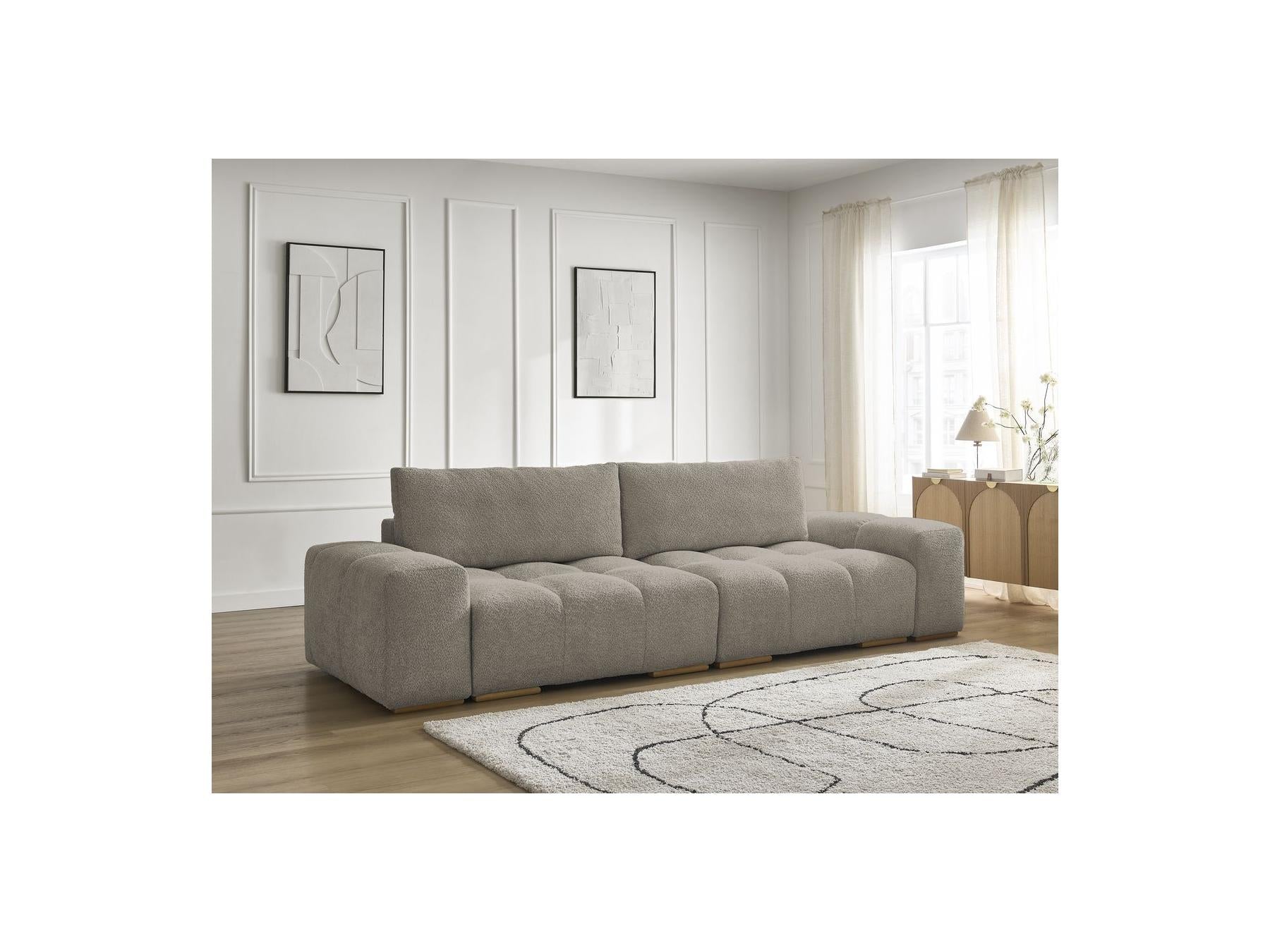 Anakin - Straight Convertible Sofa with Storage - Bouclé Fabric - 2 Cushions