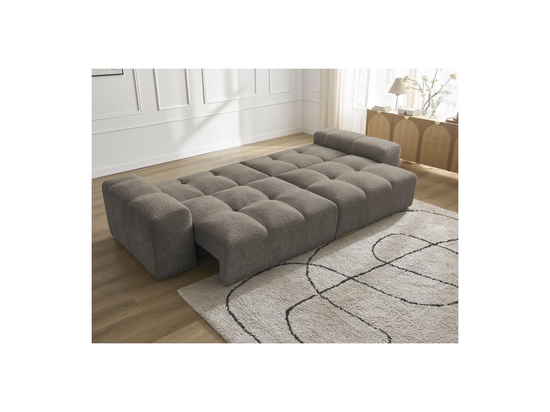 Anakin - Straight Convertible Sofa with Storage - Bouclé Fabric - 2 Cushions