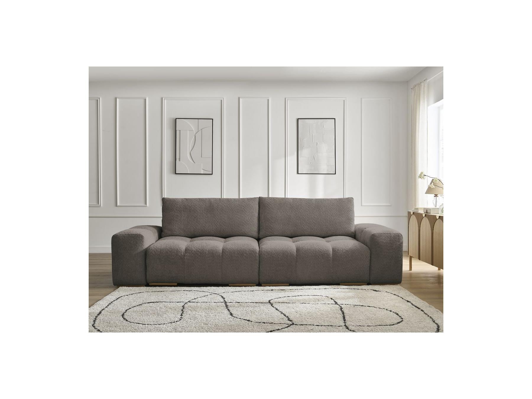 Anakin - Straight Convertible Sofa with Storage - Bouclé Fabric - 2 Cushions