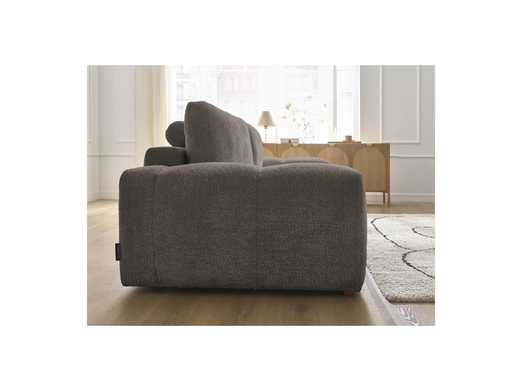 Anakin - Straight Convertible Sofa with Storage - Bouclé Fabric - 2 Cushions