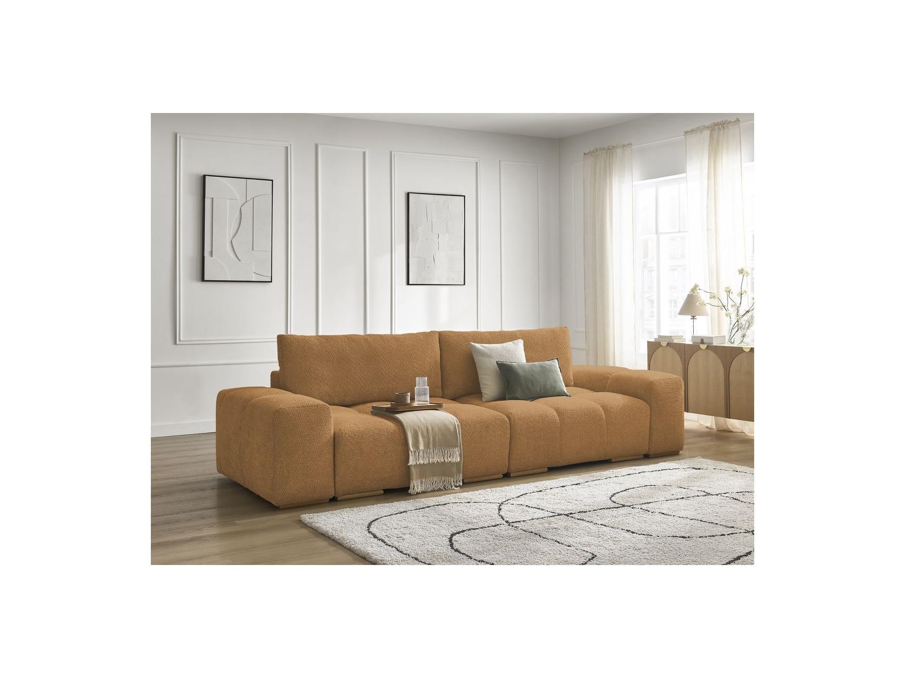 Anakin - Straight Convertible Sofa with Storage - Bouclé Fabric - 2 Cushions