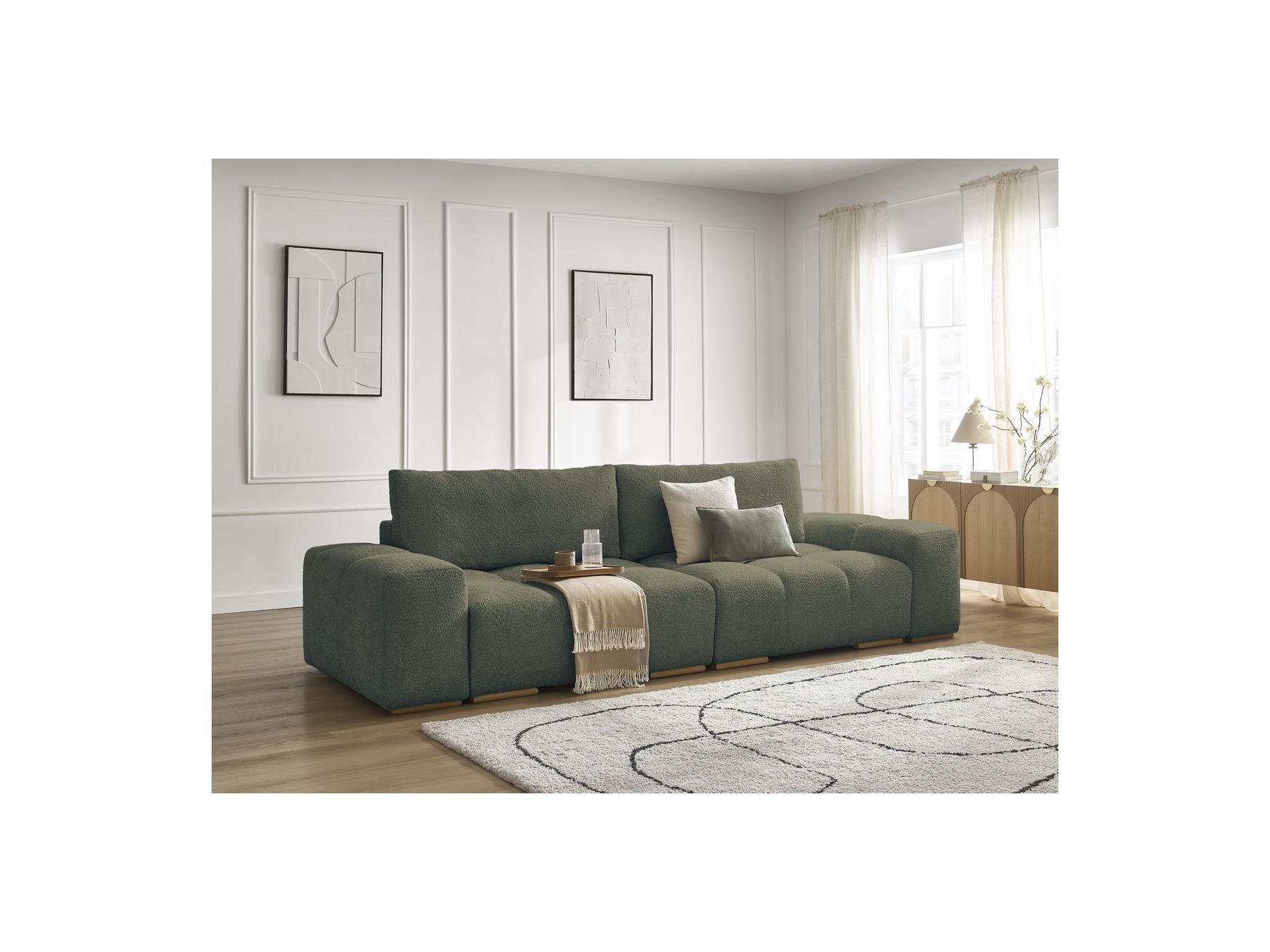 Anakin - Straight Convertible Sofa with Storage - Bouclé Fabric - 2 Cushions