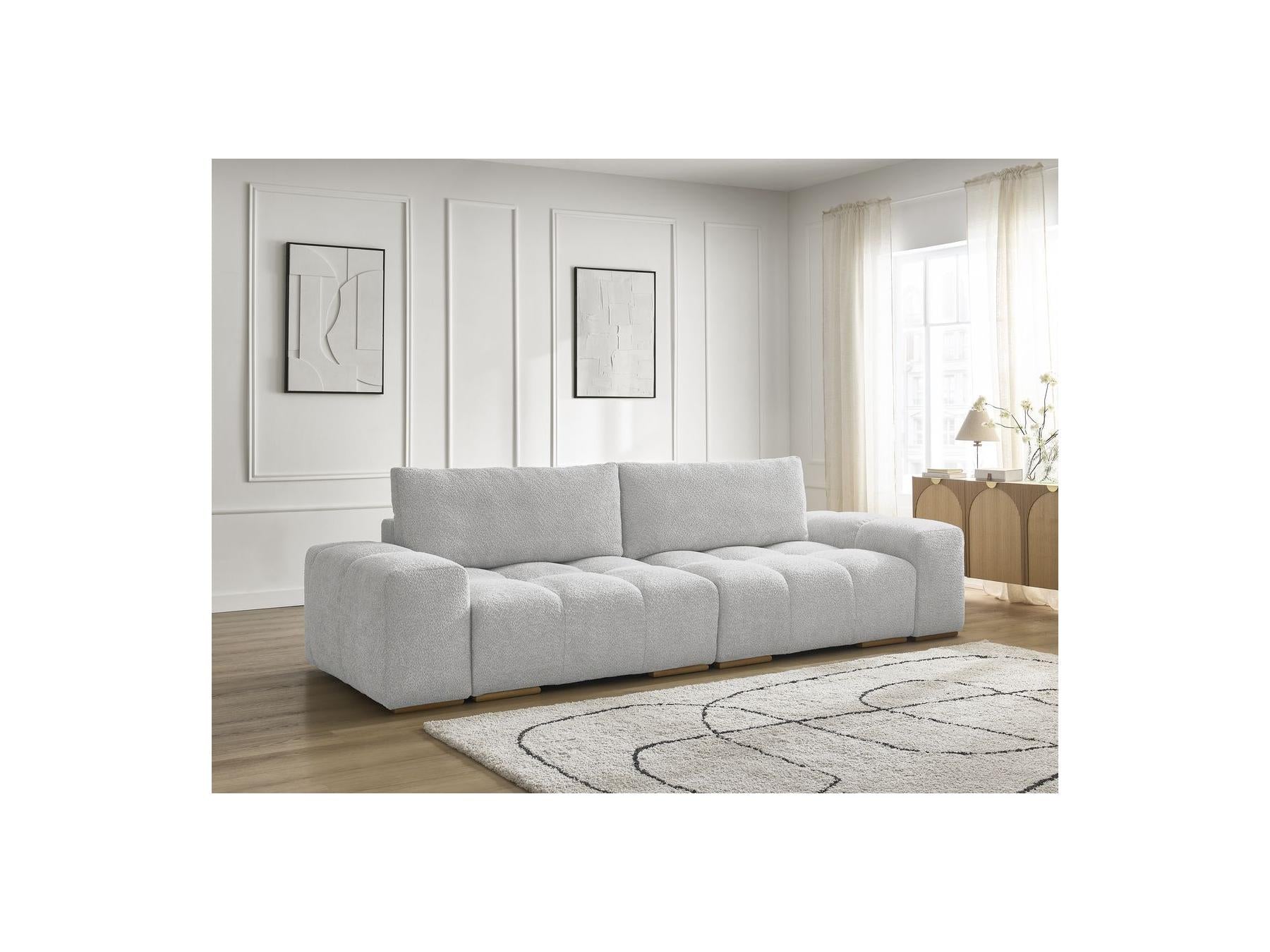 Anakin - Straight Convertible Sofa with Storage - Bouclé Fabric - 2 Cushions