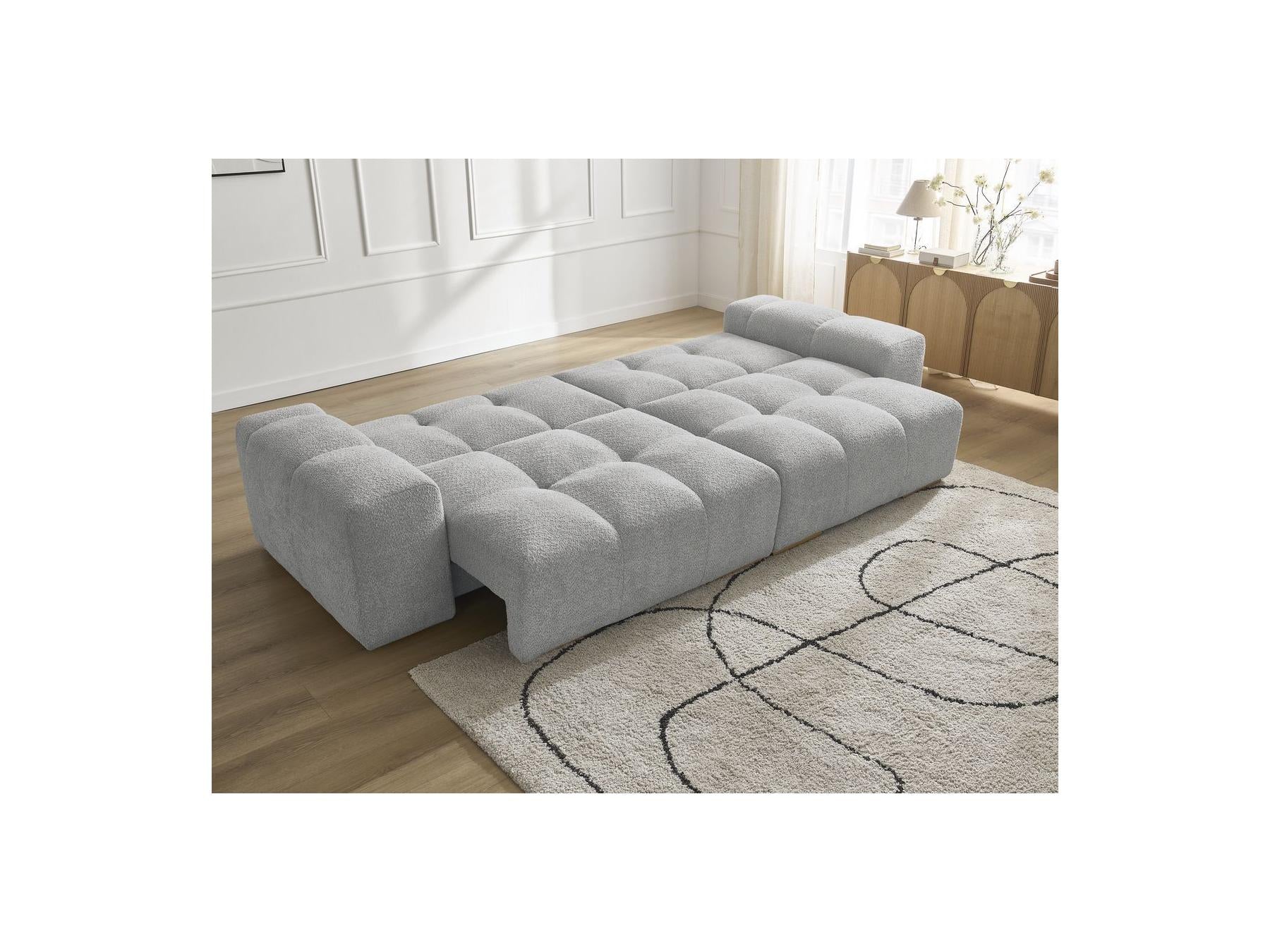 Anakin - Straight Convertible Sofa with Storage - Bouclé Fabric - 2 Cushions