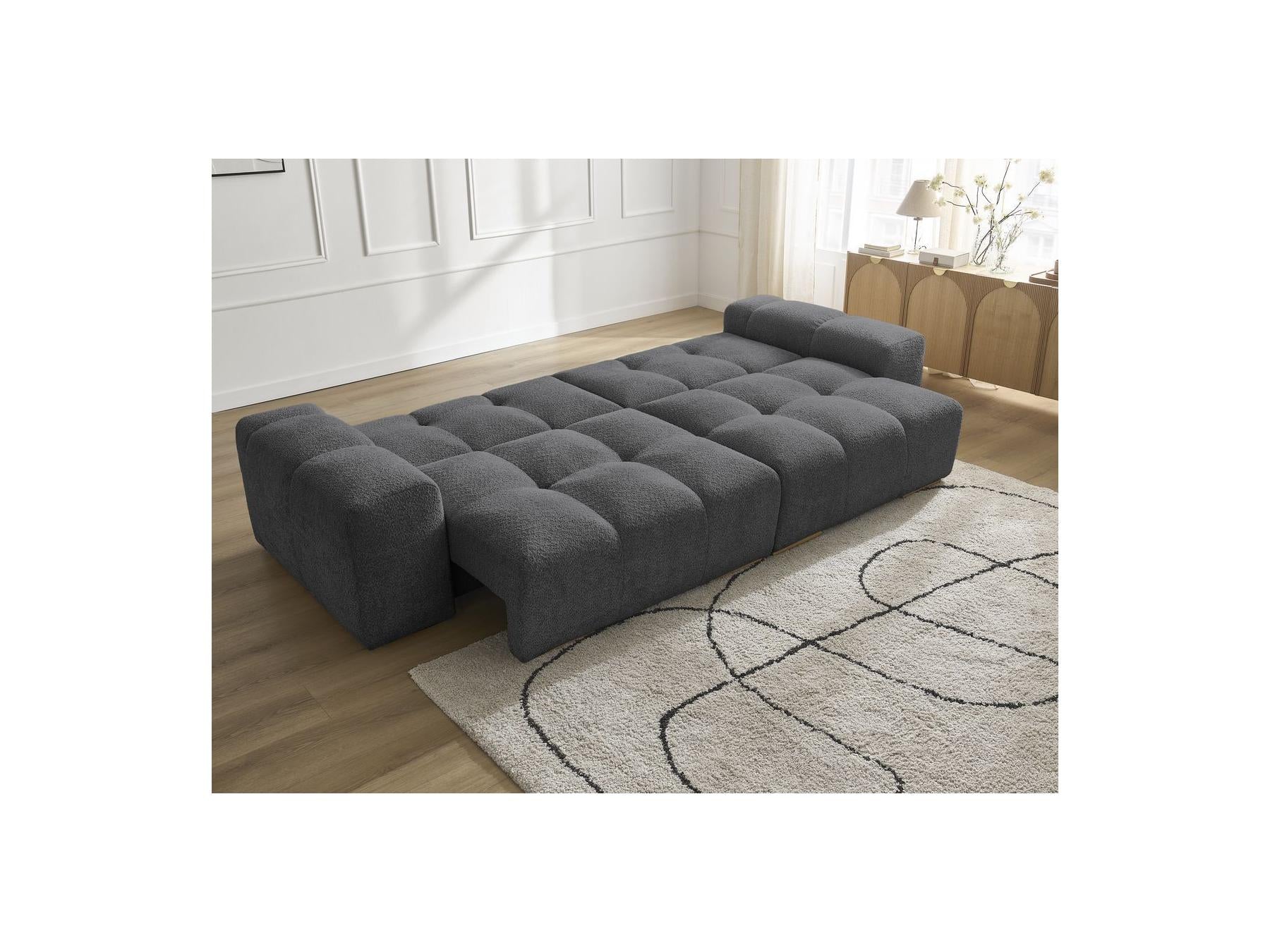 Anakin - Straight Convertible Sofa with Storage - Bouclé Fabric - 2 Cushions