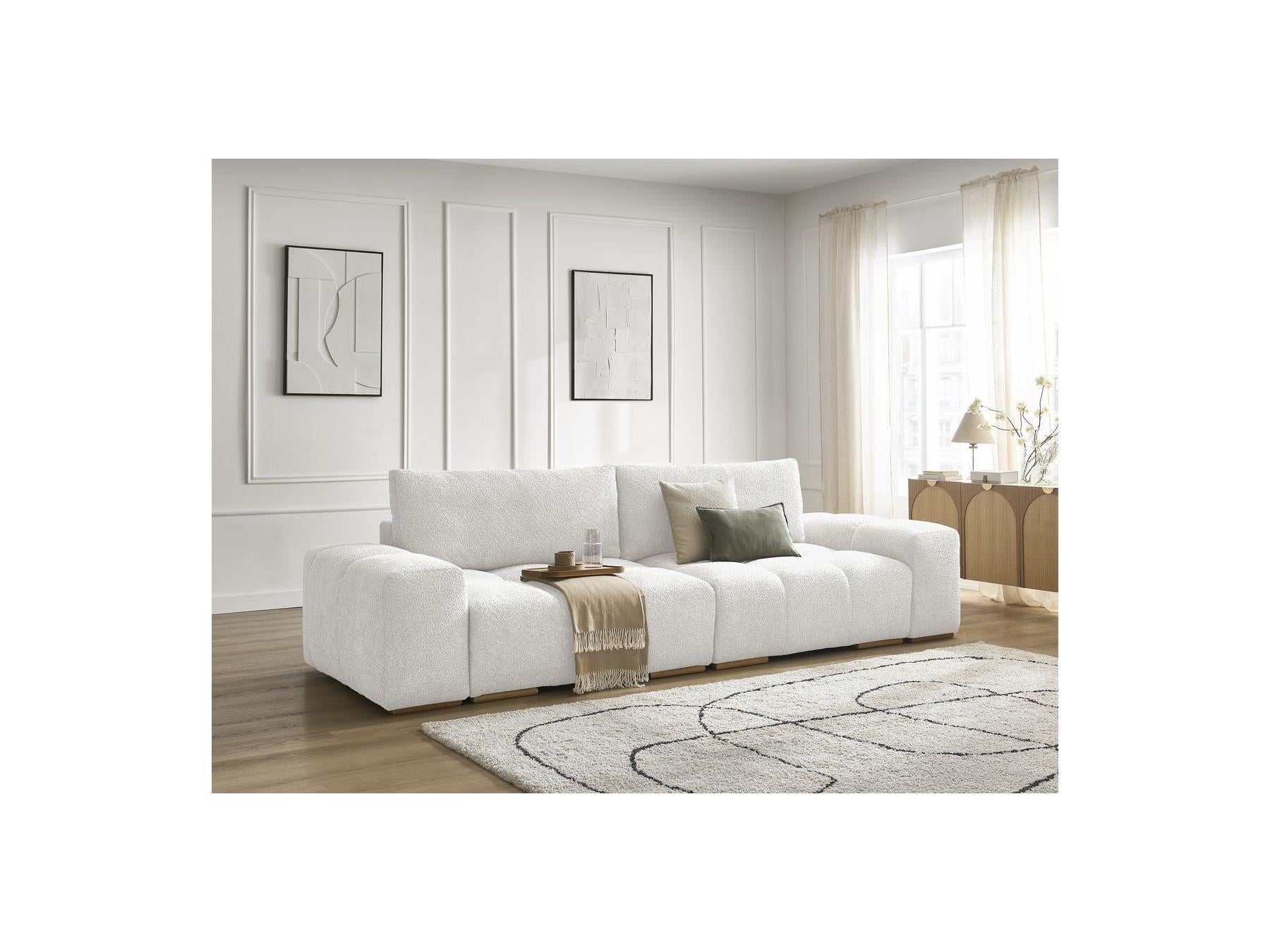 Anakin - Straight Convertible Sofa with Storage - Bouclé Fabric - 2 Cushions