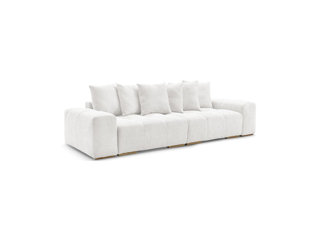 Anakin - Canapé Droit Convertible Coffre - Tissu Bouclette - 6 Coussins