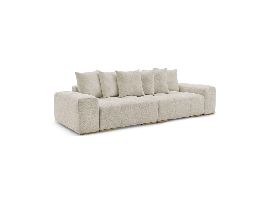 Anakin - Canapé Droit Convertible Coffre - Tissu Bouclette - 6 Coussins