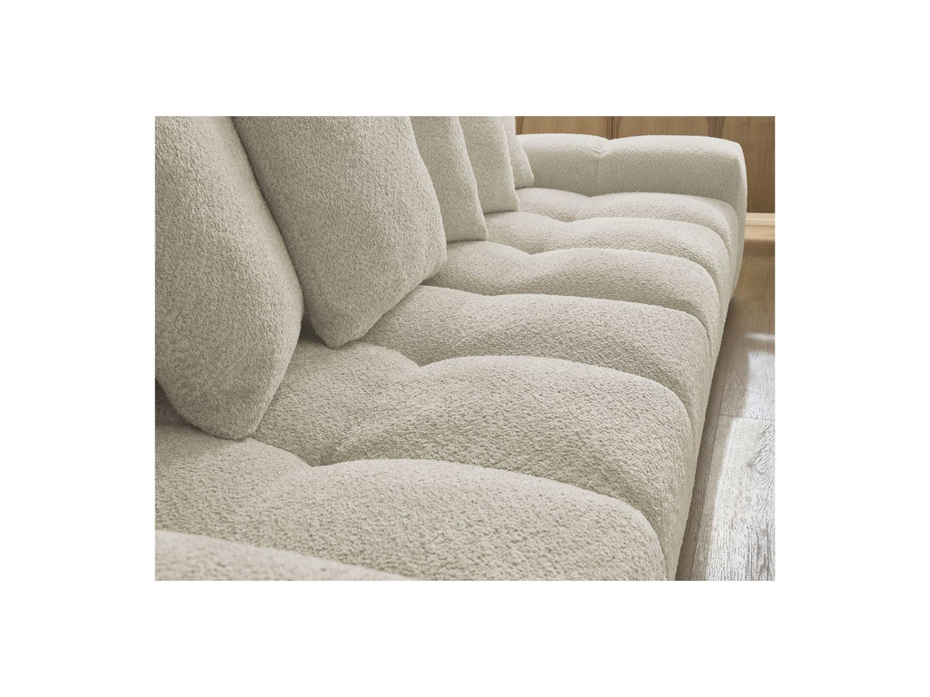 Anakin - Canapé Droit Convertible Coffre - Tissu Bouclette - 6 Coussins