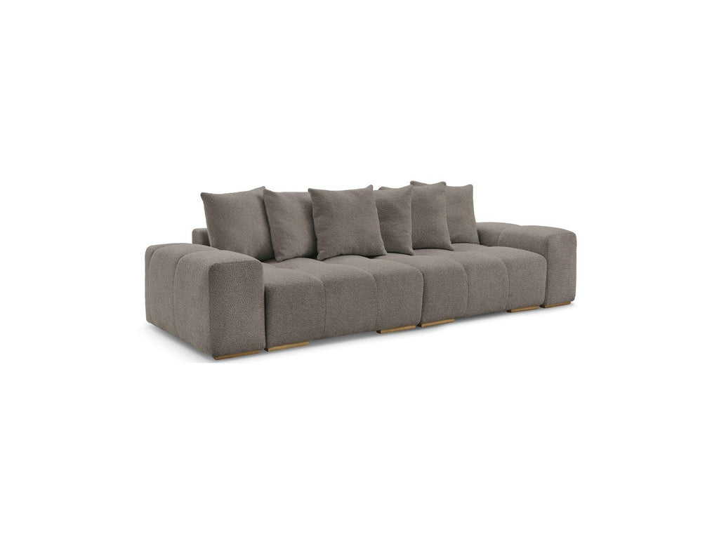 Anakin - Canapé Droit Convertible Coffre - Tissu Bouclette - 6 Coussins