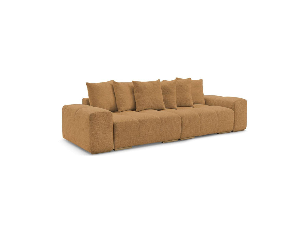 Anakin - Canapé Droit Convertible Coffre - Tissu Bouclette - 6 Coussins